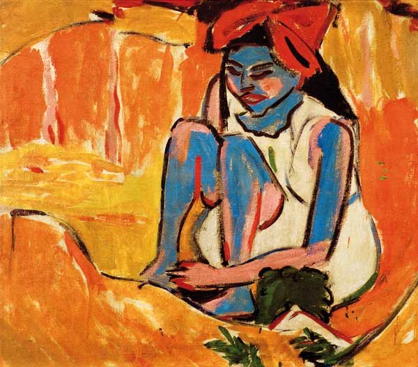 Blaues Mädchen in Sonne von Ernst Ludwig Kirchner