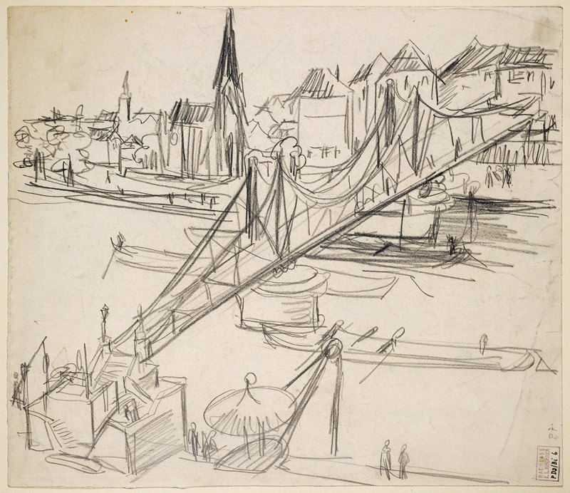 Der "Eiserne Steg" in Frankfurt am Main mit Blick nach Sachsenhausen von Ernst Ludwig Kirchner