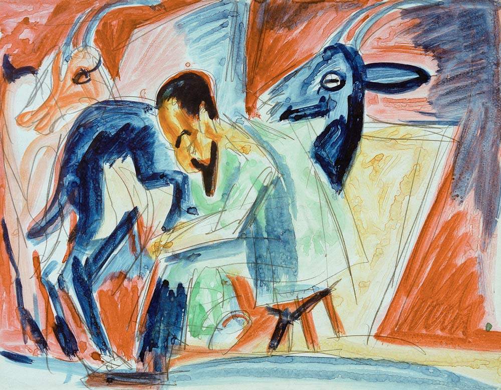 Melkender Bauer von Ernst Ludwig Kirchner