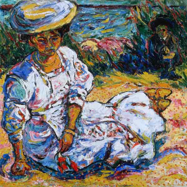 Frauenbildnis in weißem Kleid von Ernst Ludwig Kirchner