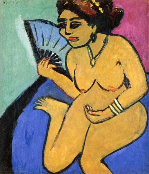 Sitzender Akt mit Fächer von Ernst Ludwig Kirchner