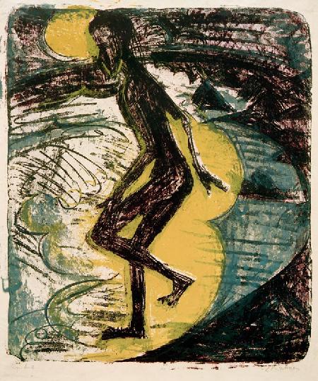 Ins Meer steigender Mann