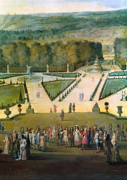 Promenade of Louis XIV by the Parterre du Nord, detail of Louis and his entourage von Etienne Allegrain