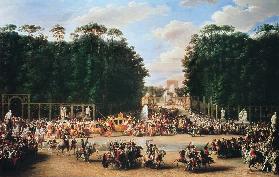 Der Hochzeitszug von Napoleon I und Marie-Louise durchquert den Jardin des Tuileries am 2. April 181