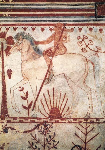 The Ambush of the Trojan Prince Troilus by Achilles, from the Tomb of the Bulls Tomba del Tori) von Etruscan