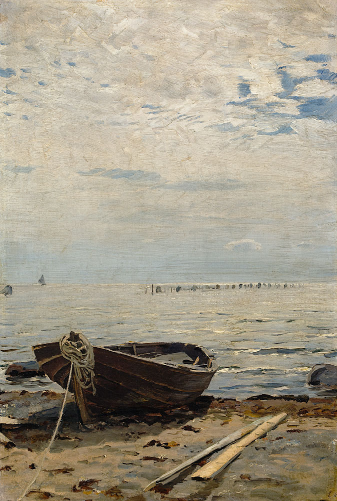 Boot am Strand. von Eugen Dücker