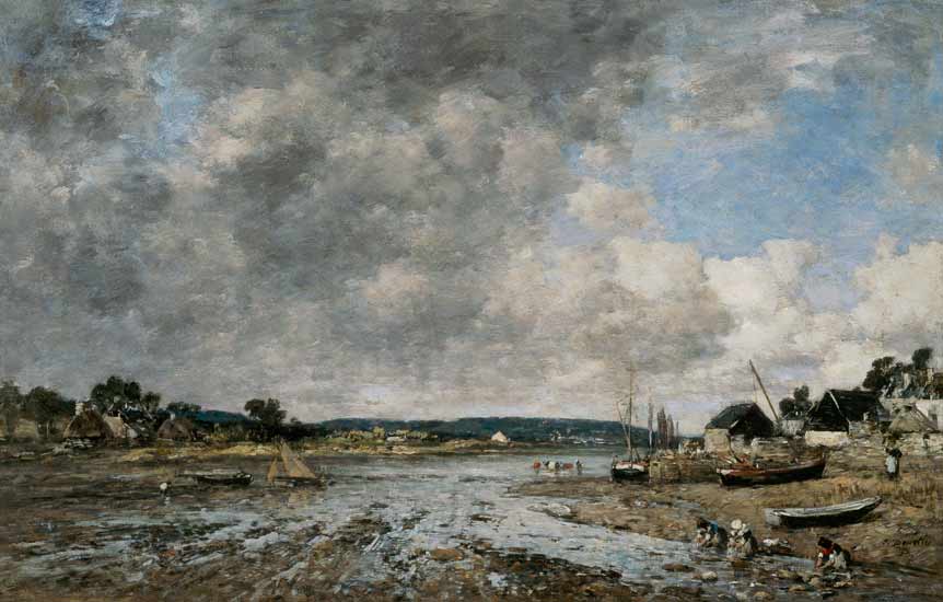 Paysage aux lavandieres von Eugène Boudin