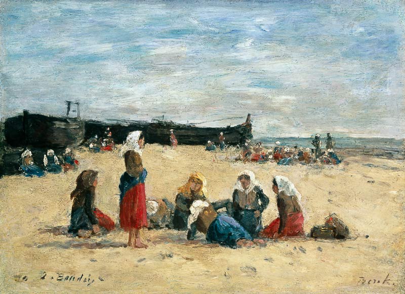 Berck, Fisherwomen on the Beach von Eugène Boudin