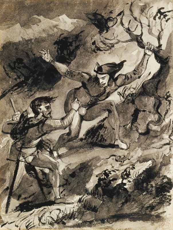 Faust und Mephisto auf dem Blocksberg von Eugène Delacroix