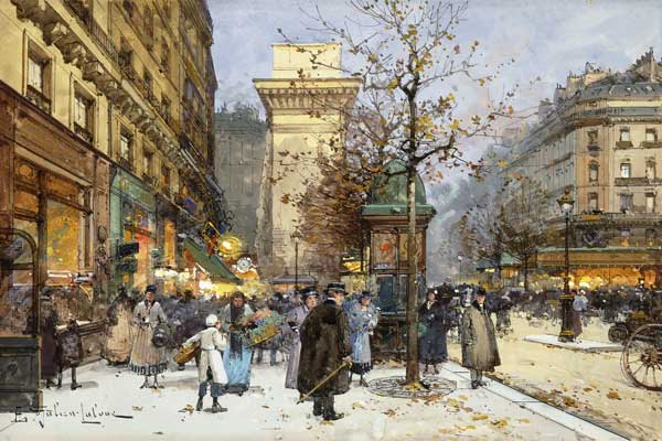 Der Boulevard St. Denis bei Dämmerung. von Eugène Galien-Laloue
