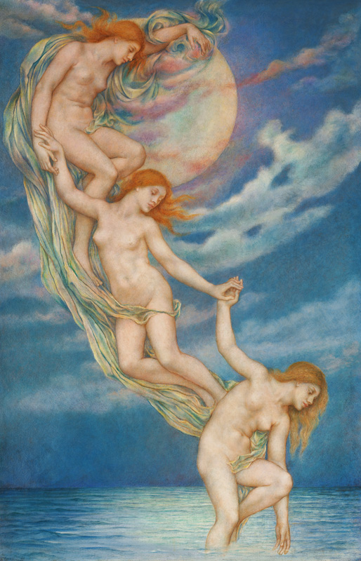 Moonbeams Dipping into the Sea von Evelyn de Morgan