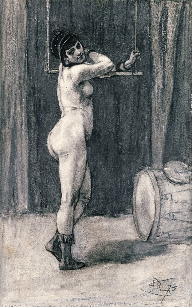 Femme au trapeze (pastel) von Felicien Rops