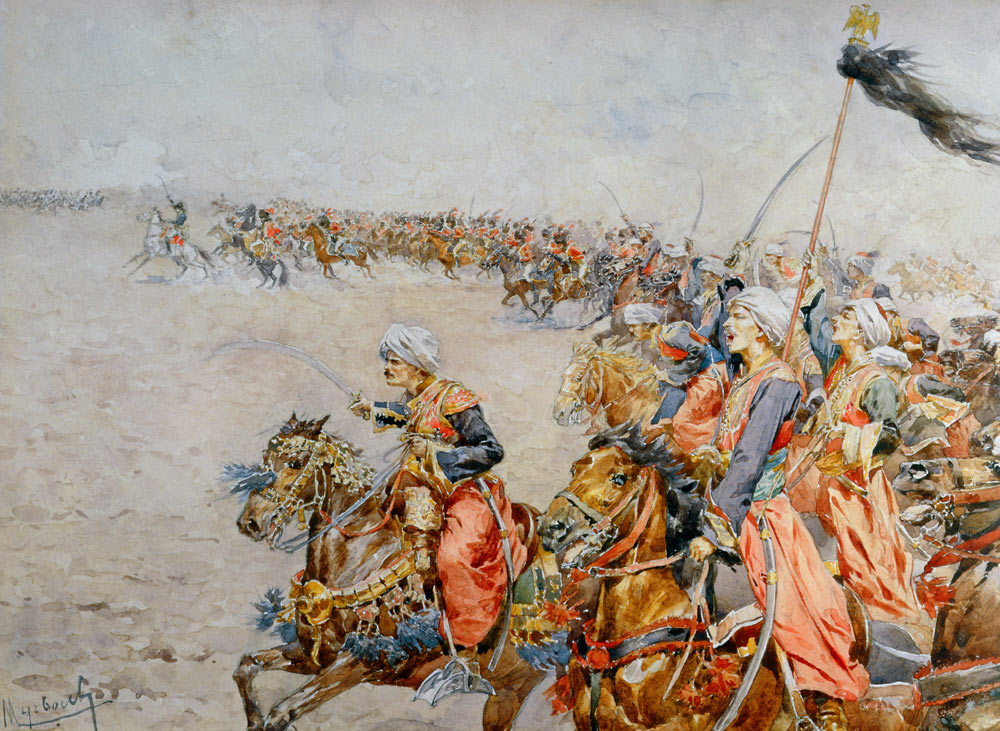 Charge of the Mamelukes at the Battle of Austerlitz, 2nd December 1805 (w/c on paper)  von Felicien baron de Myrbach-Rheinfeld