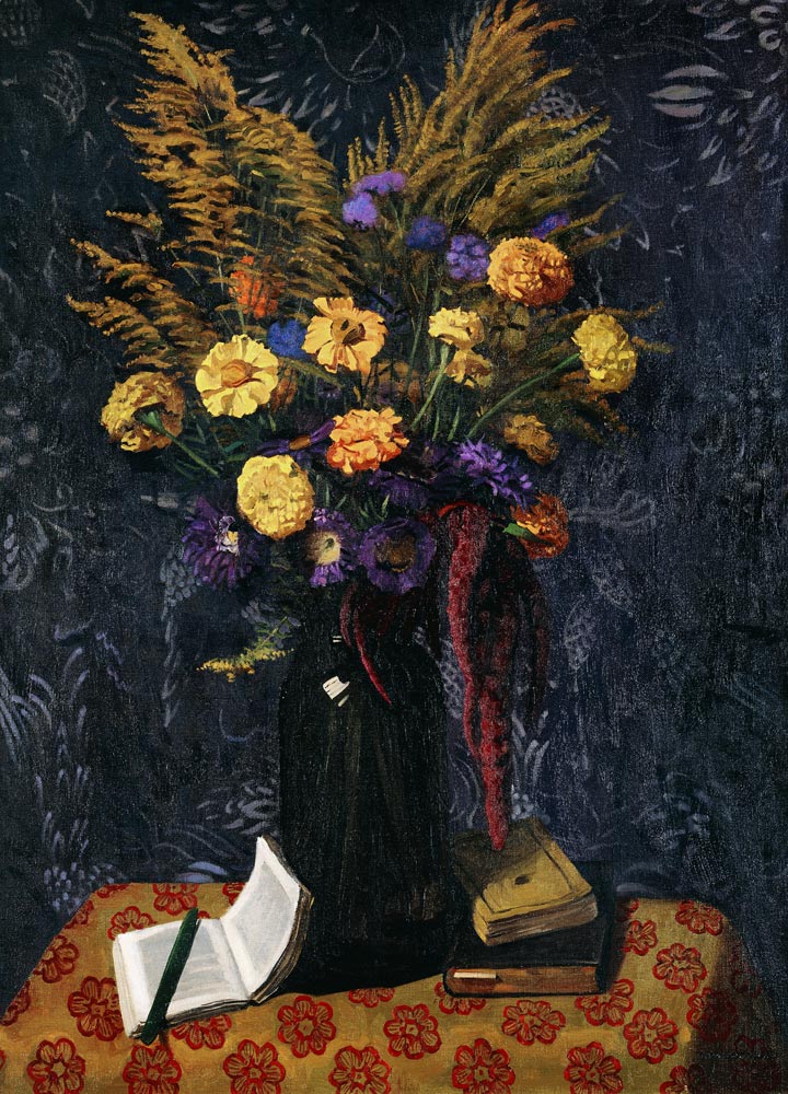 Tagetes, Kapkörbchen und Gerbera von Felix Vallotton
