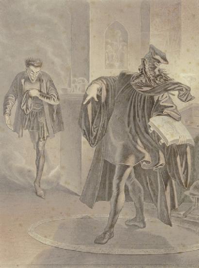 Faust zwingt Mephisto in den Zauberkreis