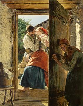 Belauschte Liebesleute (Der Kuß)