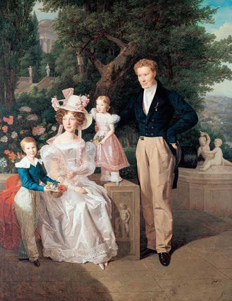Die Familie Neuhaus. Legationsrat Ritter von Neuhaus (um1770-1855) mit Frau u.K
