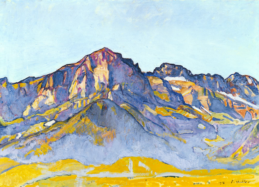 Dents Blanches bei Champéry in der Morgensonne von Ferdinand Hodler