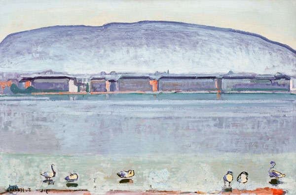 Bucht von Genf mit Schwänen von Ferdinand Hodler