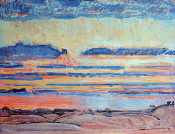 Sonnenuntergang am Genfer See von Ferdinand Hodler