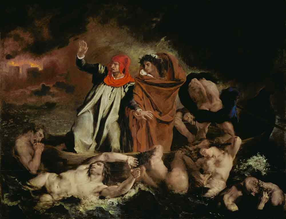 Dante und Virgil in der Hölle (oder: Die Dante-Barke) von Ferdinand Victor Eugène Delacroix
