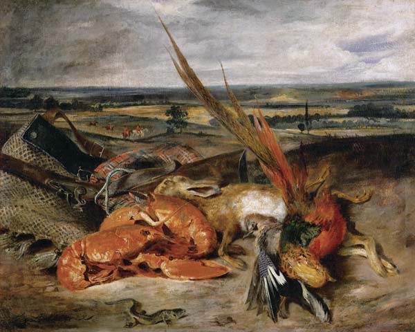 Stilleben mit Hummer von Ferdinand Victor Eugène Delacroix