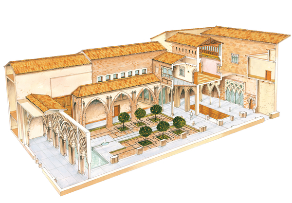 Aljaferia. Zaragoza, Spain. Islamic palace. Santa Isabel courtyard von Fernando Aznar Cenamor