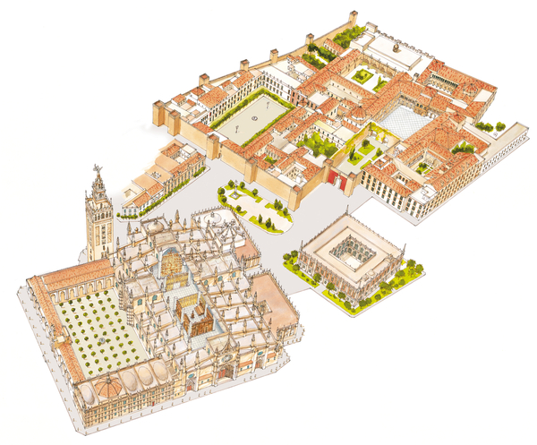 Cathedral, Reales Alcazares, Archivo de Indias. Sevilla, Spain von Fernando Aznar Cenamor