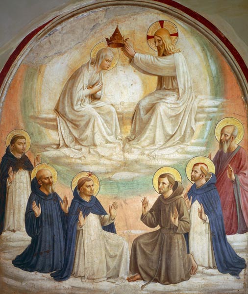 The Coronation of the Virgin, with Saints Thomas, Benedict, Dominic, Francis, Peter the Martyr and P von Fra Beato Angelico