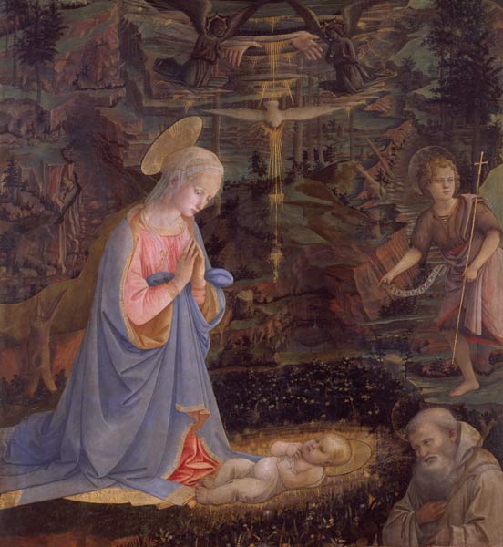 The Adoration of the Child with St. John the Baptist and St. Romauld of Ravenna c.1463 von Fra Filippo Lippi