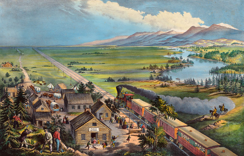 'Across the Continent, Westward the Course of Empire takes its way', 1868 (colour litho) von Frances Flora Bond Palmer