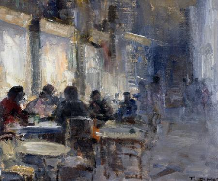 Schmidt cafe at night, by Francesco di Marino (1892-1954)