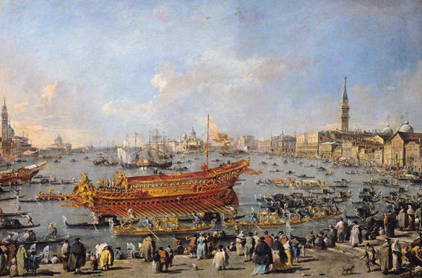 Abfahrt des Buccintoro zum Lido von Francesco Guardi
