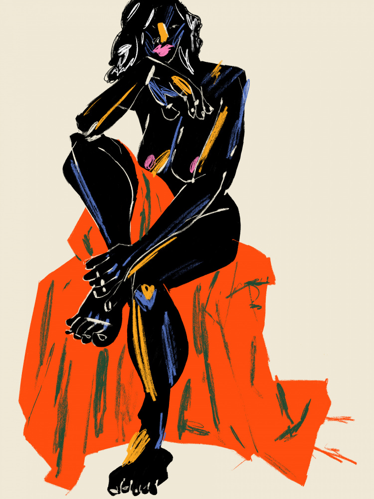 Woman Resting Her Chin On Her Hand Dark von Francesco Gulina