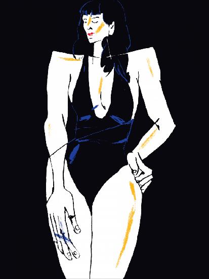 Girl in Bathing Suit Black