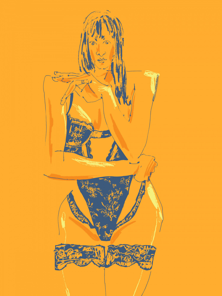 Girl In Lingerie Orange von Francesco Gulina