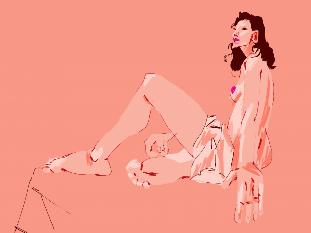 Girl Sitting Pink von Francesco Gulina
