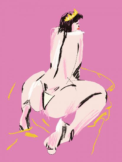 Female Nude Back View Pink