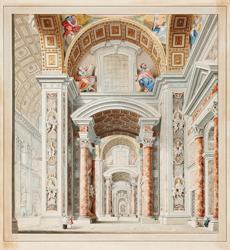 Seitenschiff der St. Peterskirche in Rom von Francesco Pannini