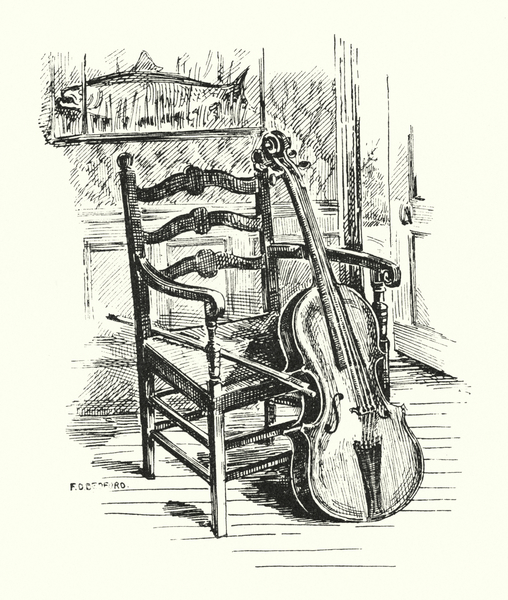 Cello Leaning on Chair von Francis Donkin Bedford