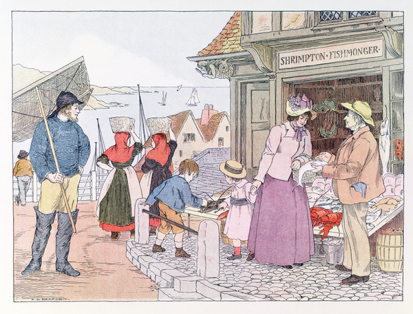 The Fishmonger, from The Book of Shops von Francis Donkin Bedford