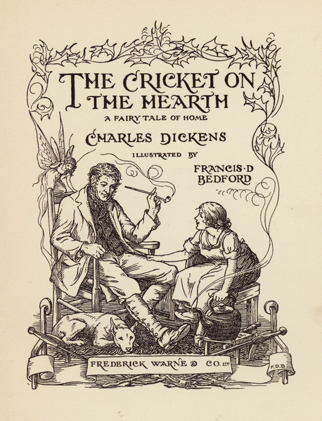 Title-page illustration for The Cricket on the Hearth by Charles Dickens von Francis Donkin Bedford