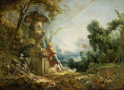 Pastorale (Junger Hirte in Landschaft) von François Boucher