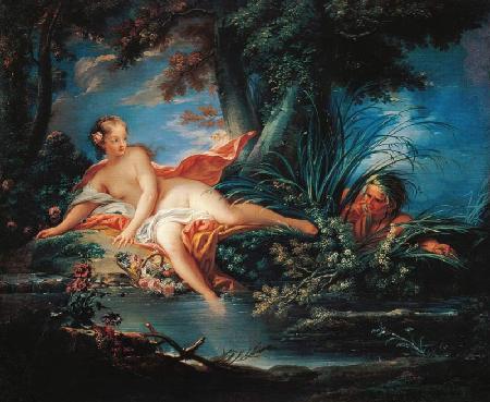 Die überraschte Badende