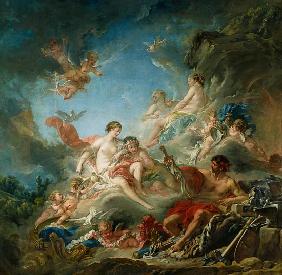 Vulkan überreicht Venus die Waffen für Aeneas.