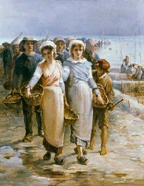 Oyster Girls at Cancale (oil on canvas)