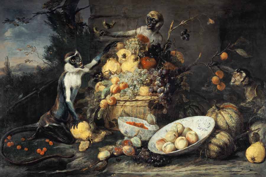 Stillleben mit Früchten und Affen von Frans Snyders