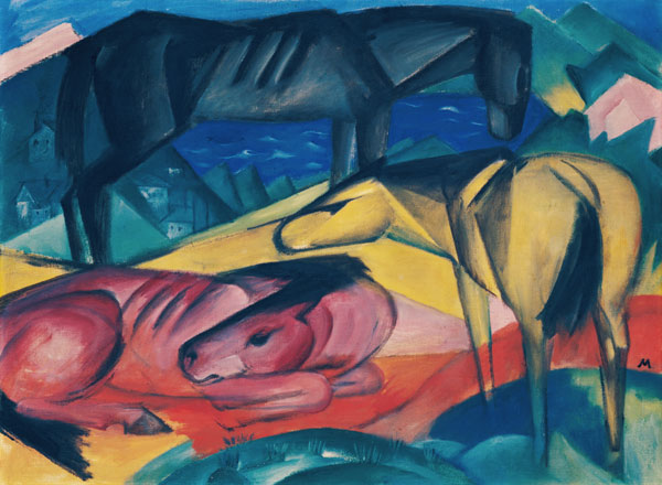 Drei Pferde II von Franz Marc