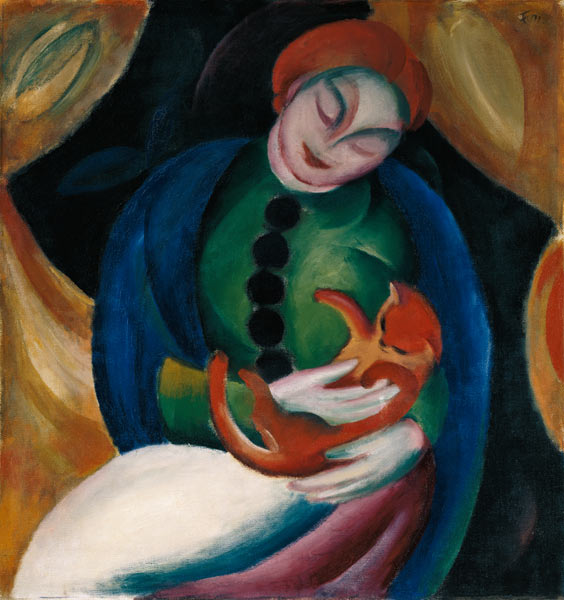 Mädchen mit Katze II., von Franz Marc