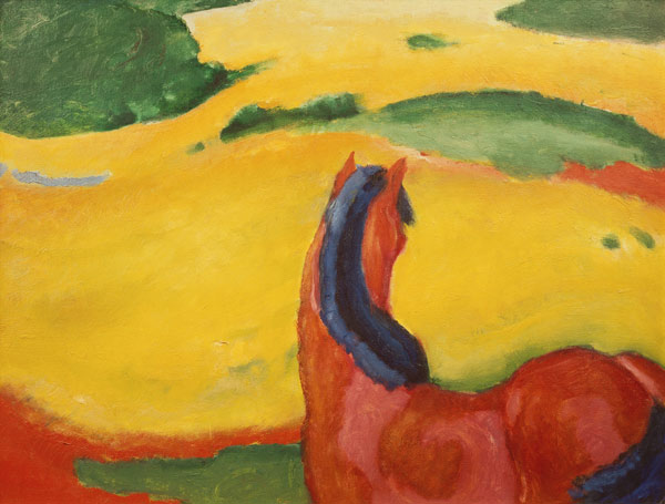 Pferd in Landschaft von Franz Marc